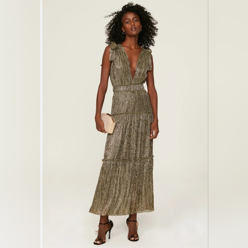Sabina Musayev Helena Dress in Gold XS Womens Long Maxi Gown